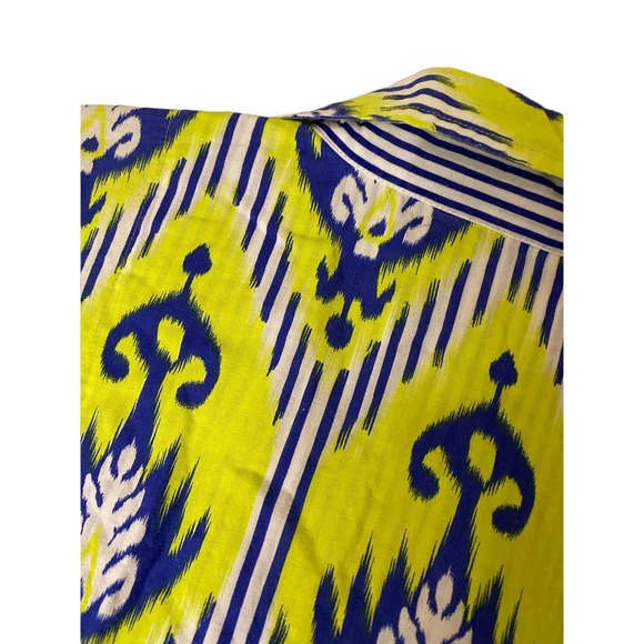Gretchen Scott‎ • Batik Aztec Bright Blue Green White Tunic Shirt Dress, large - Picture 7 of 10